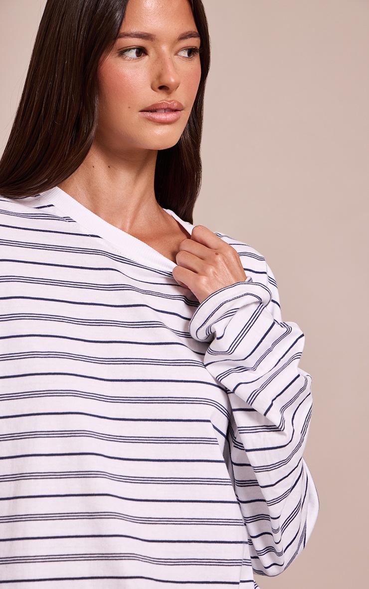 Pretty Little Thing Navy Stripe Long Sleeved Top