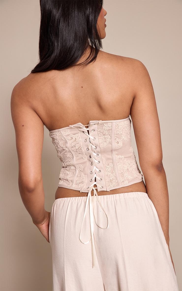 Pretty Little Thing Nude Textured Lace Back Corset