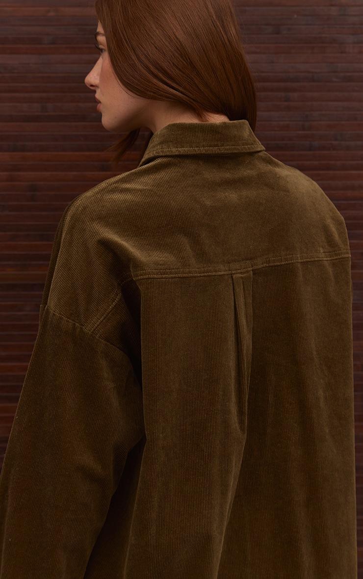 Pretty Little Thing Olive Cord Denim Shirt