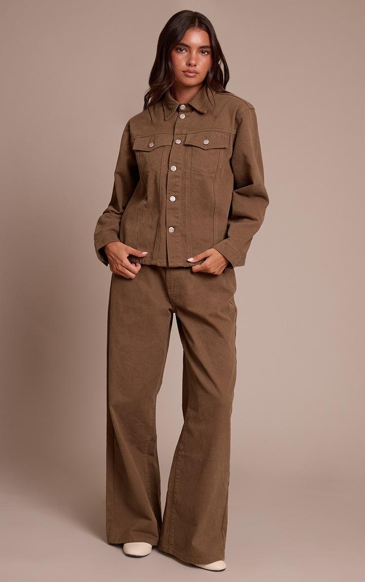 Pretty Little Thing Olive Oversized Denim Shirt