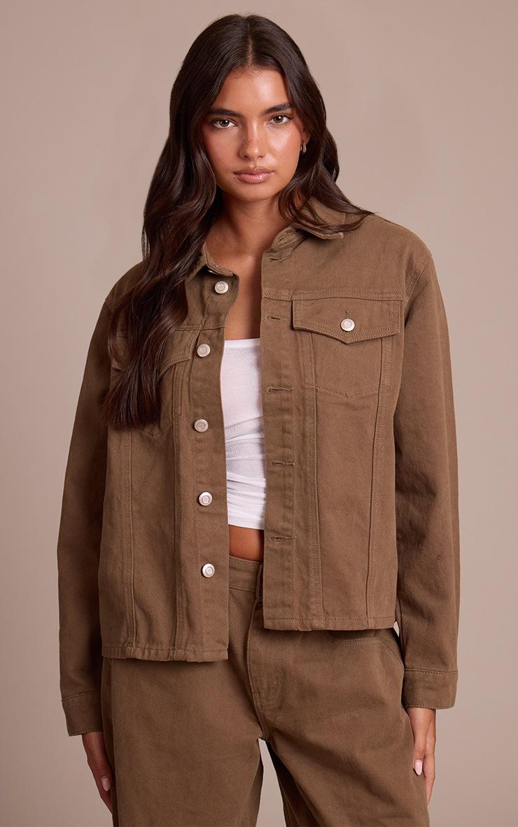 Pretty Little Thing Olive Oversized Denim Shirt