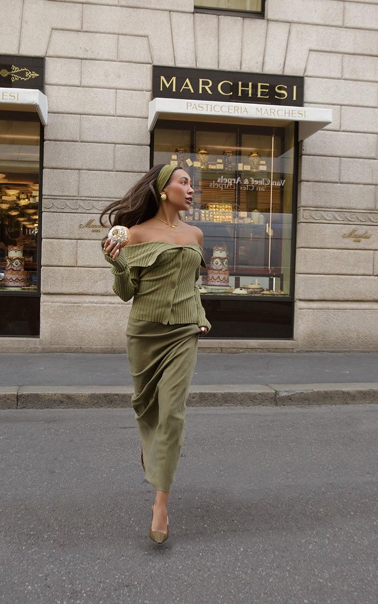 Pretty Little Thing Olive Tencel Maxi Skirt