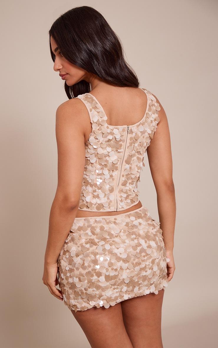 Pretty Little Thing Petite Beige Sequin Mini Skirt