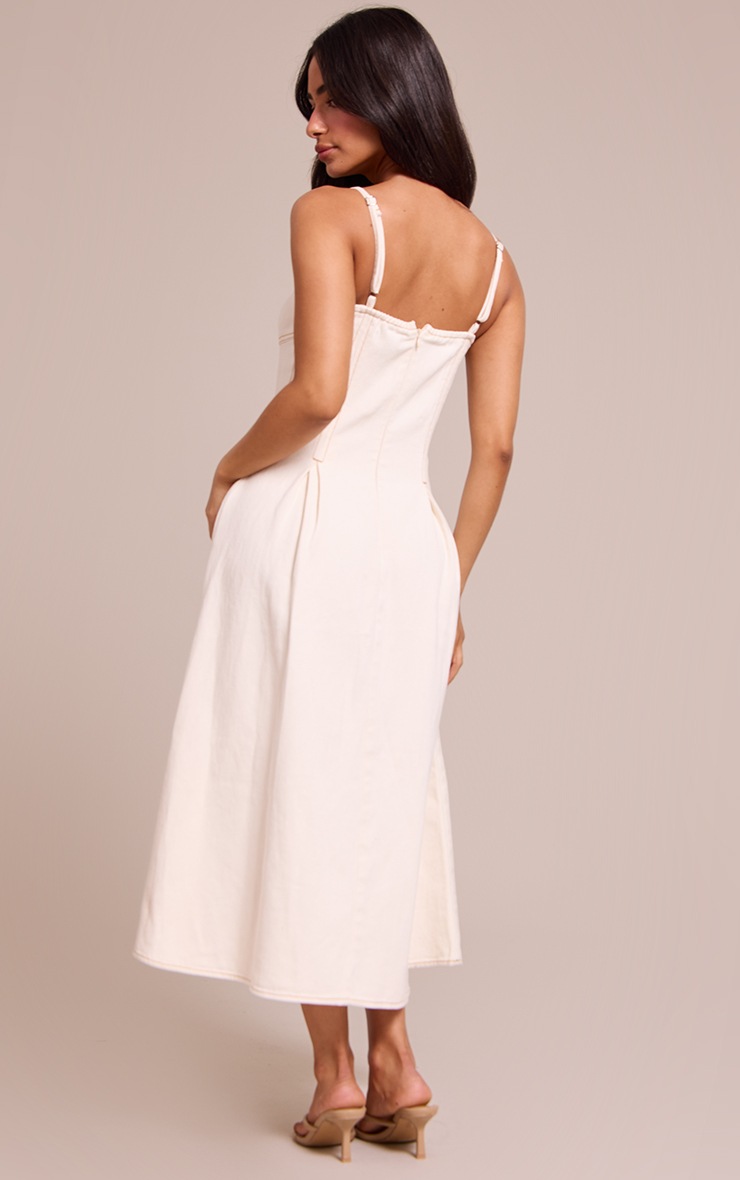 Pretty Little Thing Petite Ecru Denim Skater Dress