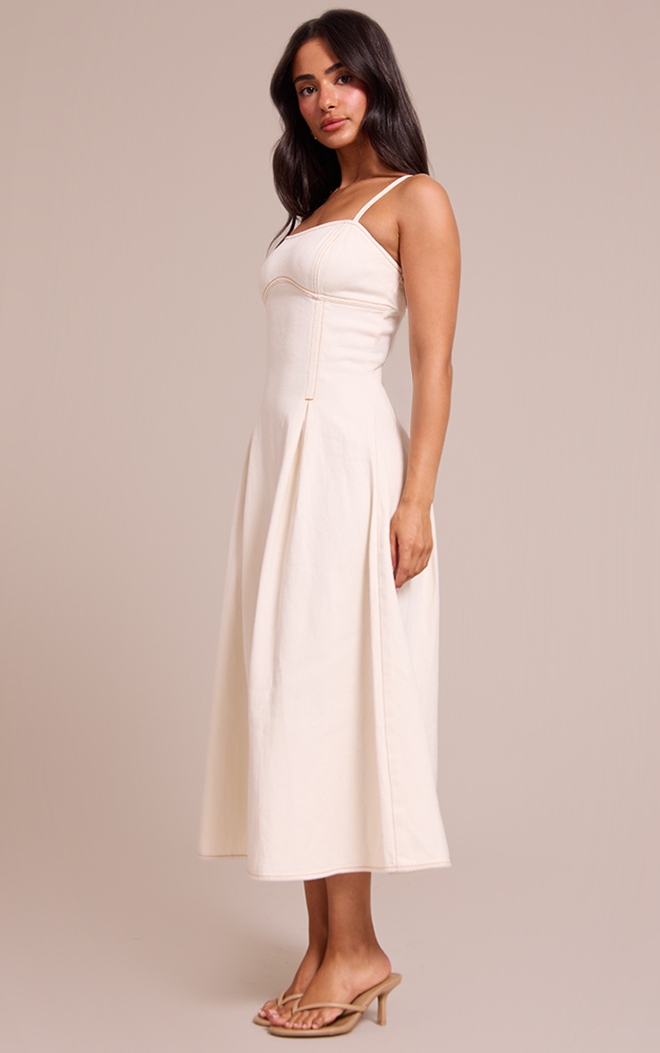 Pretty Little Thing Petite Ecru Denim Skater Dress