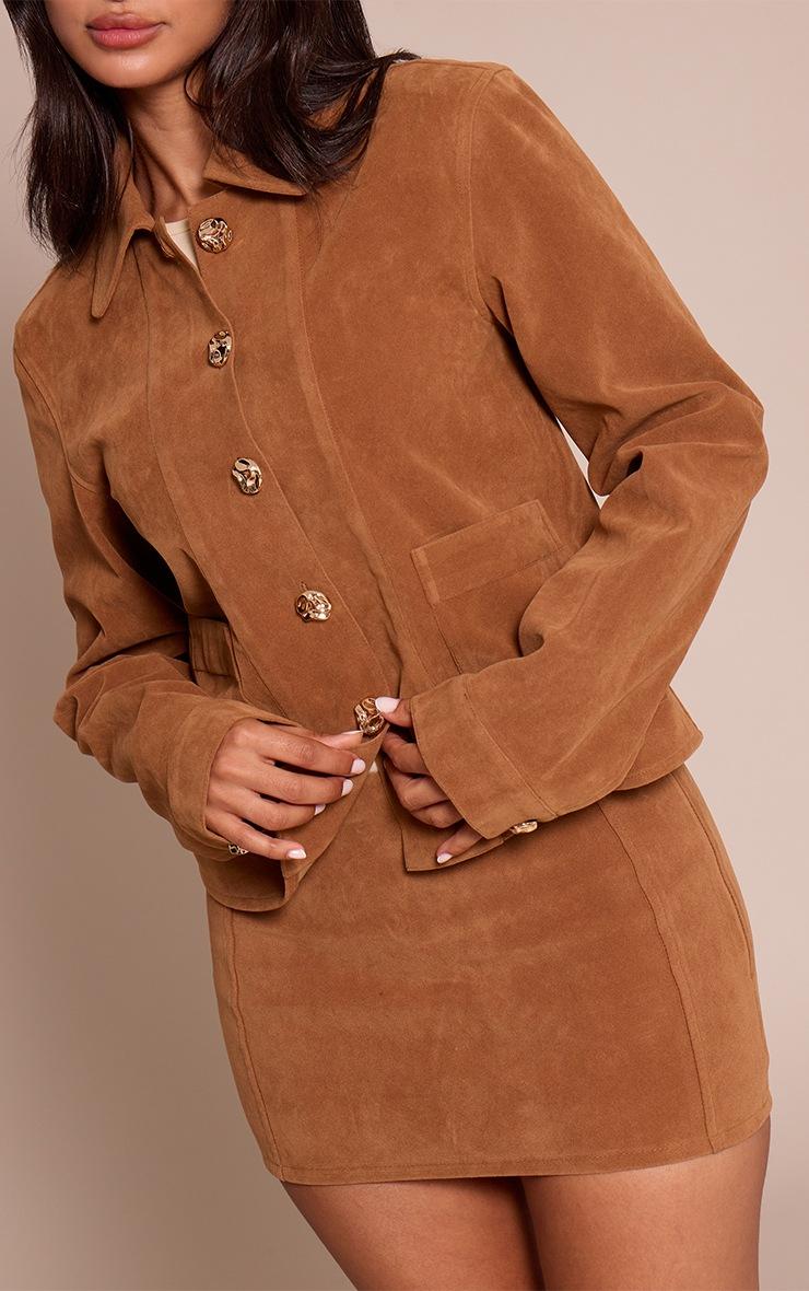 Pretty Little Thing Petite Tan Suede Mini Skirt