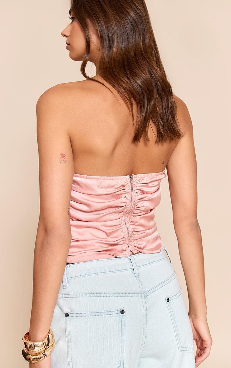 Pretty Little Thing Pink Satin Ruched Corset