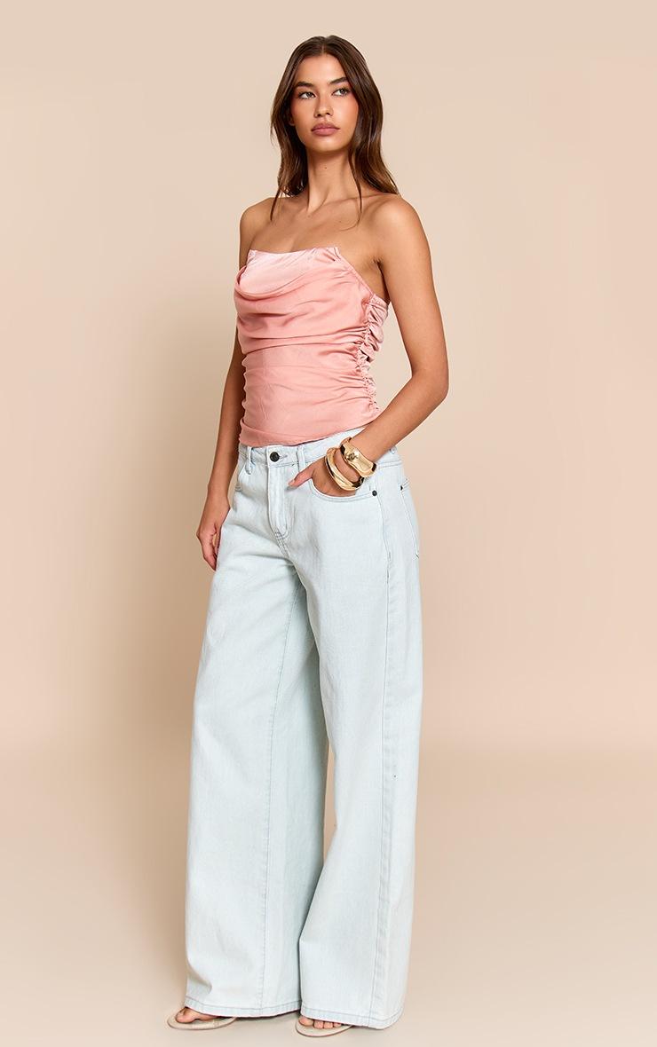 Pretty Little Thing Pink Satin Ruched Corset