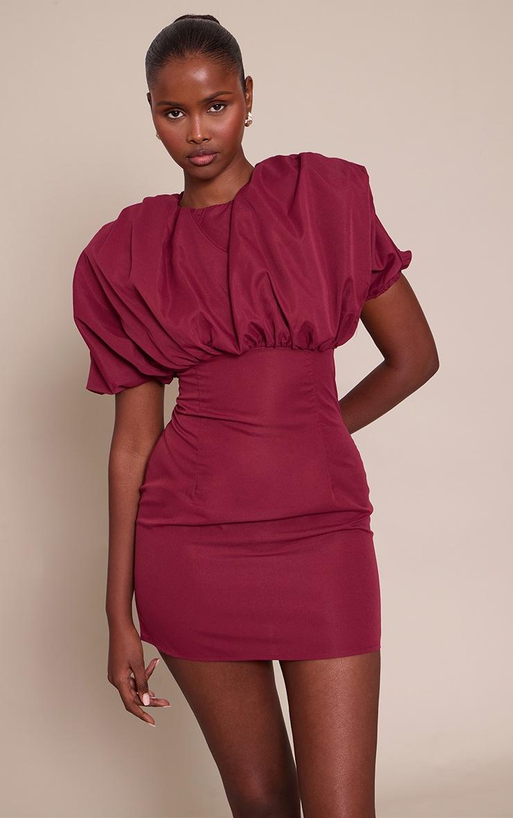 Pretty Little Thing Plum Puff Detail Bodycon Dress