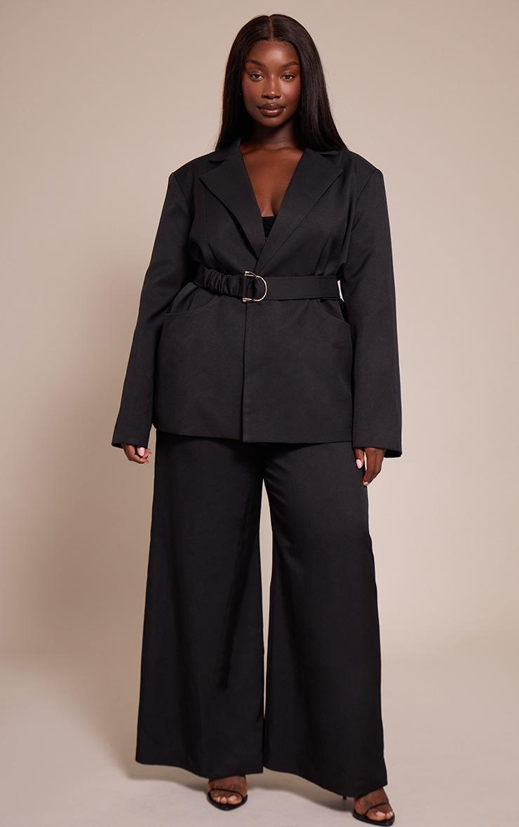 Pretty Little Thing Plus Black Belted Blazer