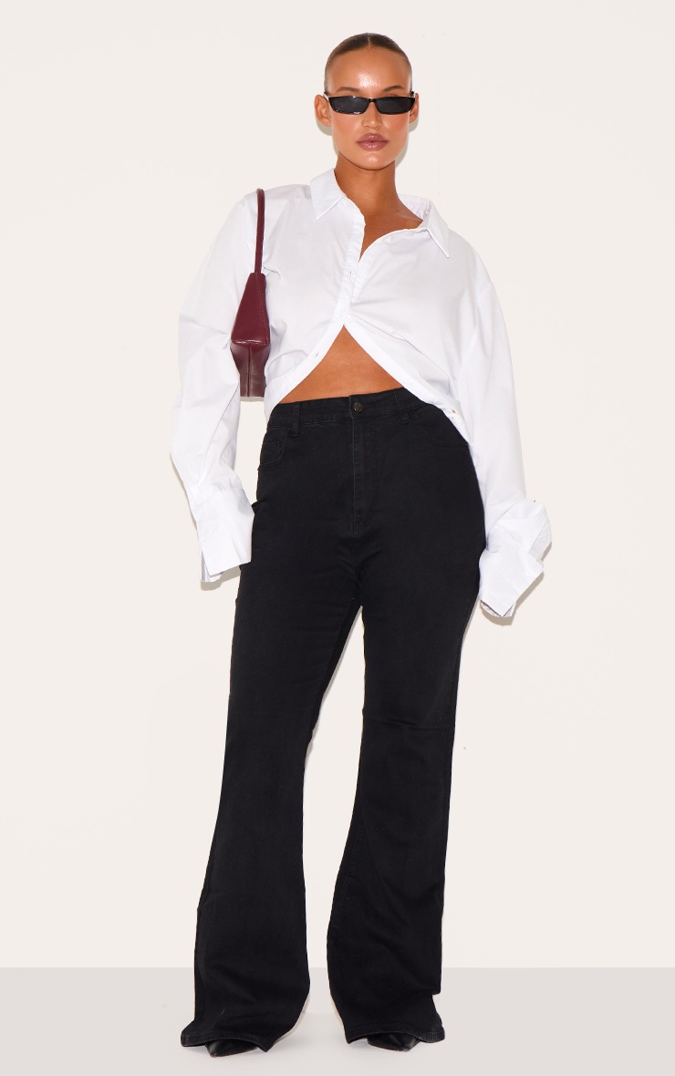 Pretty Little Thing Plus Black Flare Denim Jeans