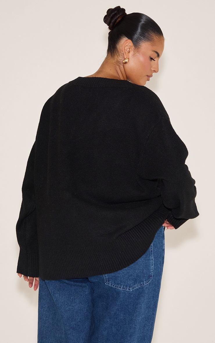 Pretty Little Thing Plus Black Knit V-neck Sweater