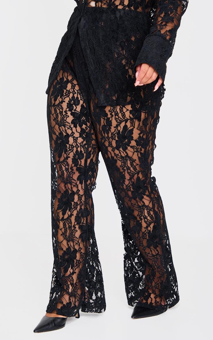 Pretty Little Thing Plus Black Sheer Lace Pants
