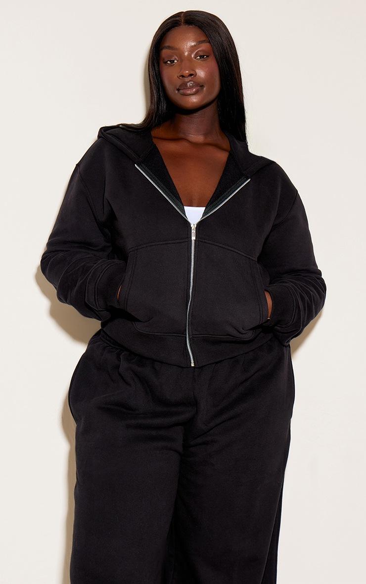 Pretty Little Thing Plus Black Zip Through Hoodie