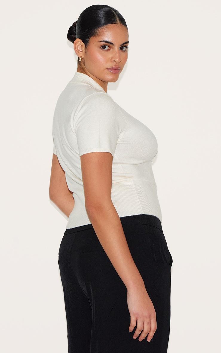 Pretty Little Thing Plus Cream Basic Knit T Shirt