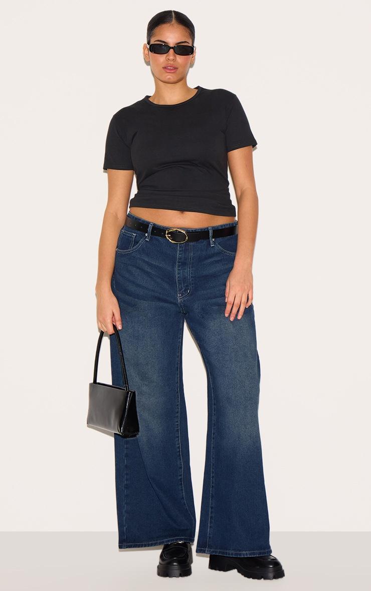 Pretty Little Thing Plus Indigo Wide Leg Jeans