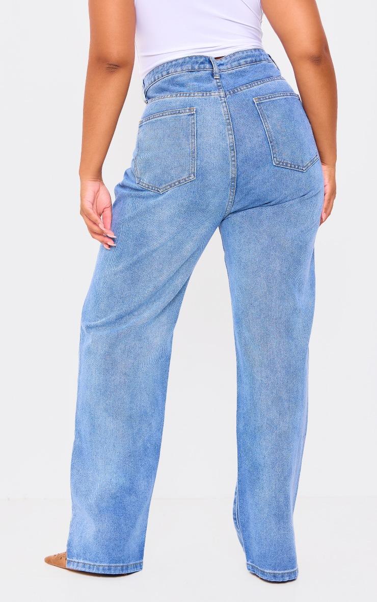 Pretty Little Thing Plus Mid Wash Split Hem Jeans