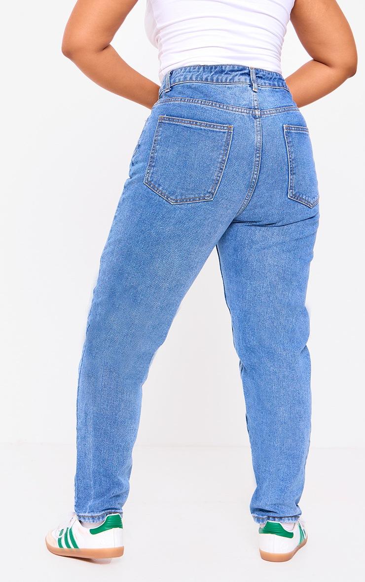 Pretty Little Thing Plus Mid Washed Mom Jeans