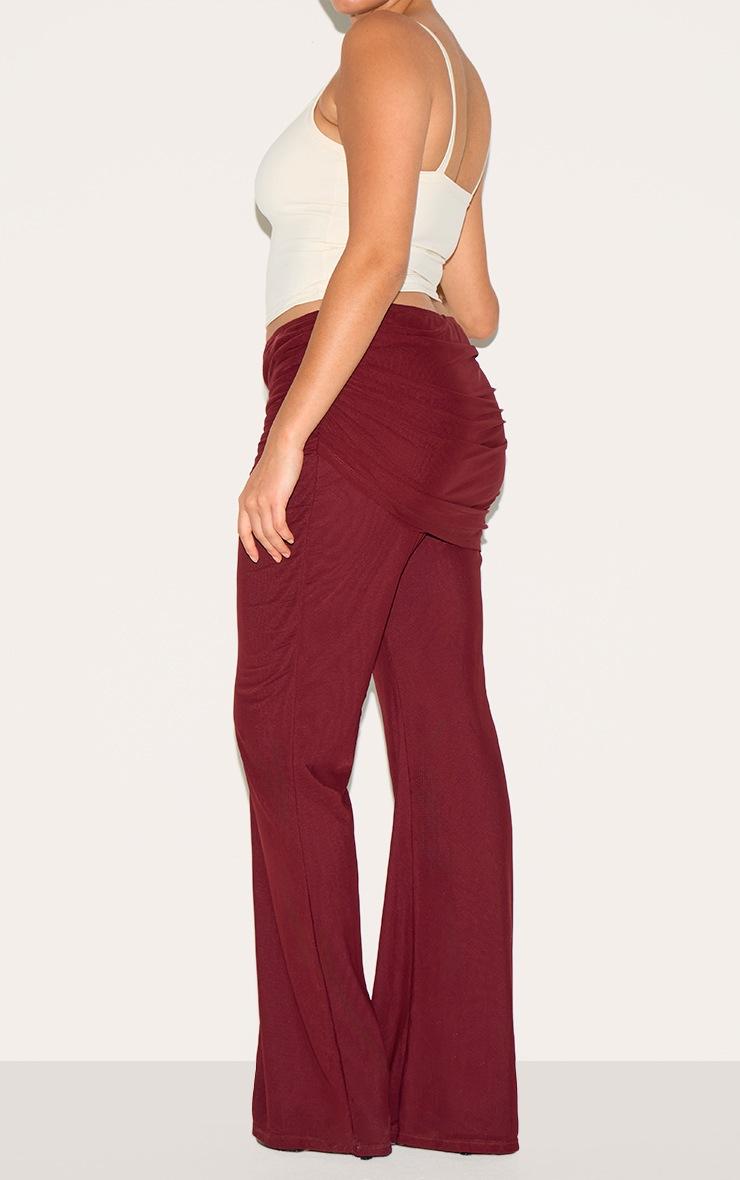 Pretty Little Thing Plus Wine Mesh Foldover Flares