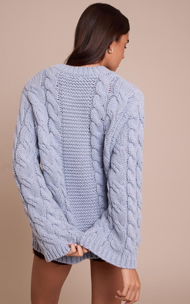 Pretty Little Thing Powder Blue Cable Knit Sweater