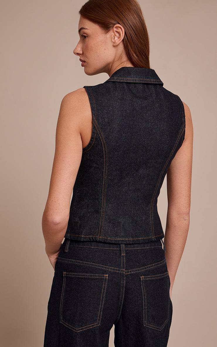 Pretty Little Thing Raw Indigo Zip Up Denim Vest