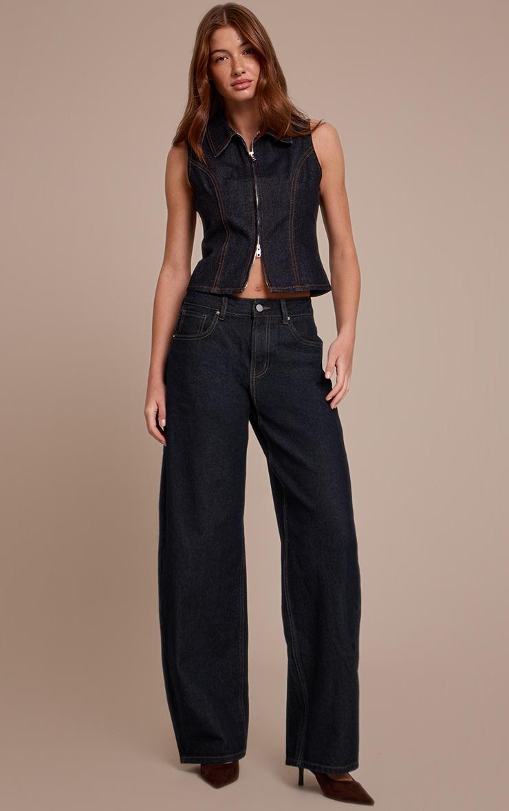 Pretty Little Thing Raw Indigo Zip Up Denim Vest