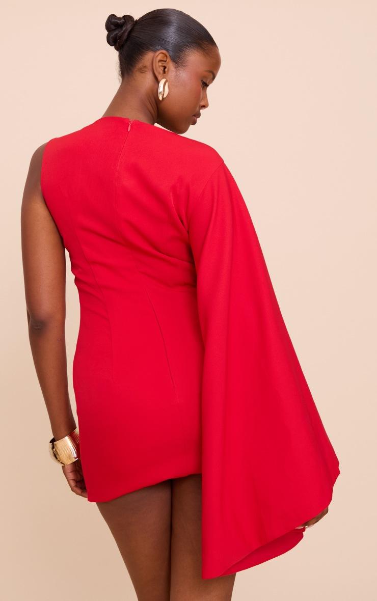 Pretty Little Thing Red Asymmetric Cape Mini Dress
