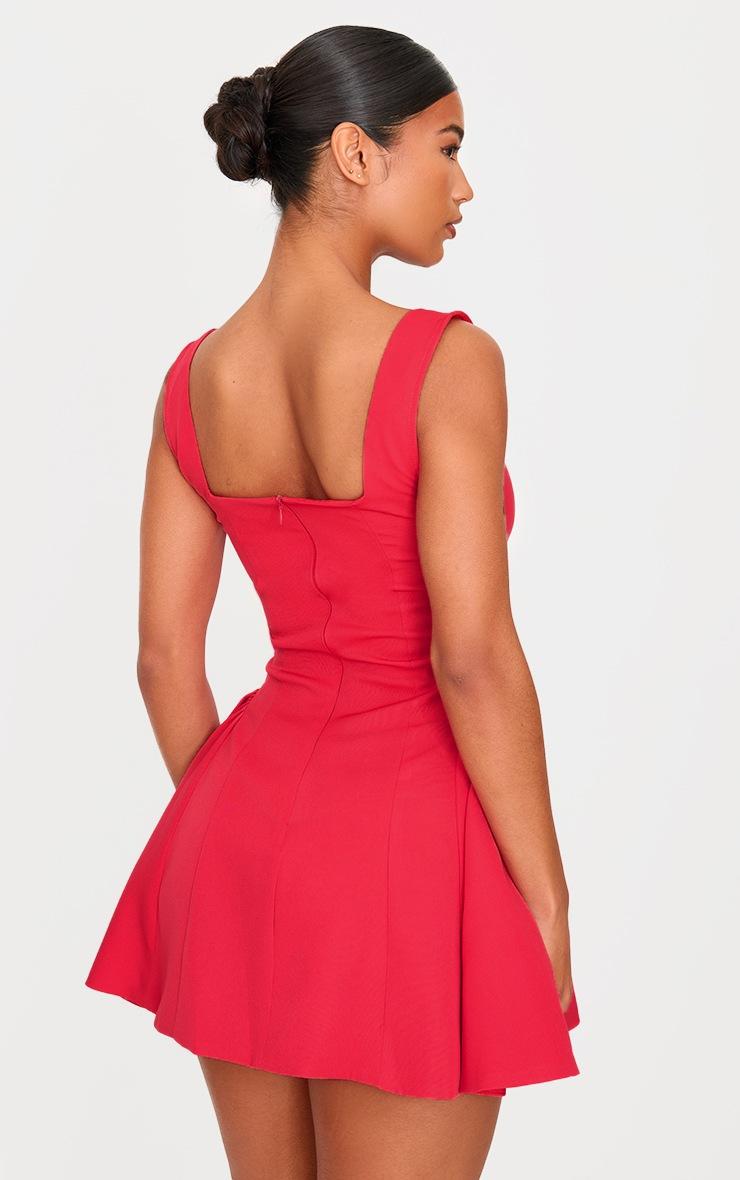 Pretty Little Thing Red Hip Pleated Shift Dress