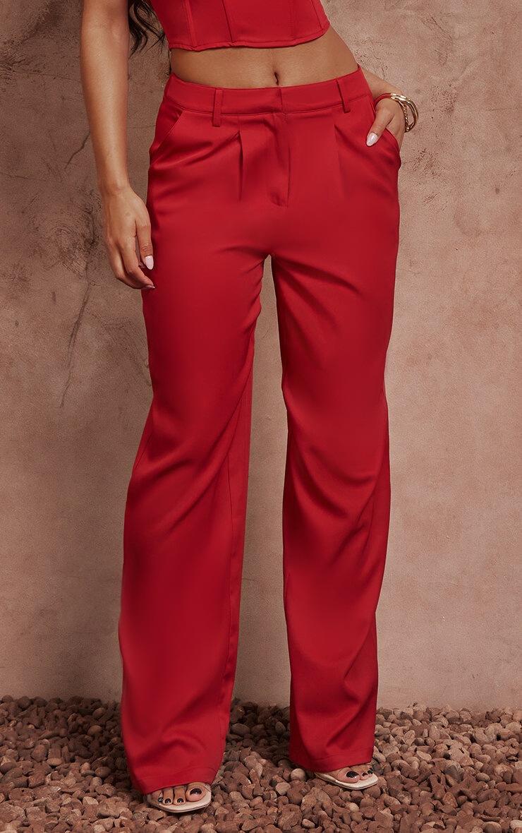 Pretty Little Thing Red Woven Tailored Pants