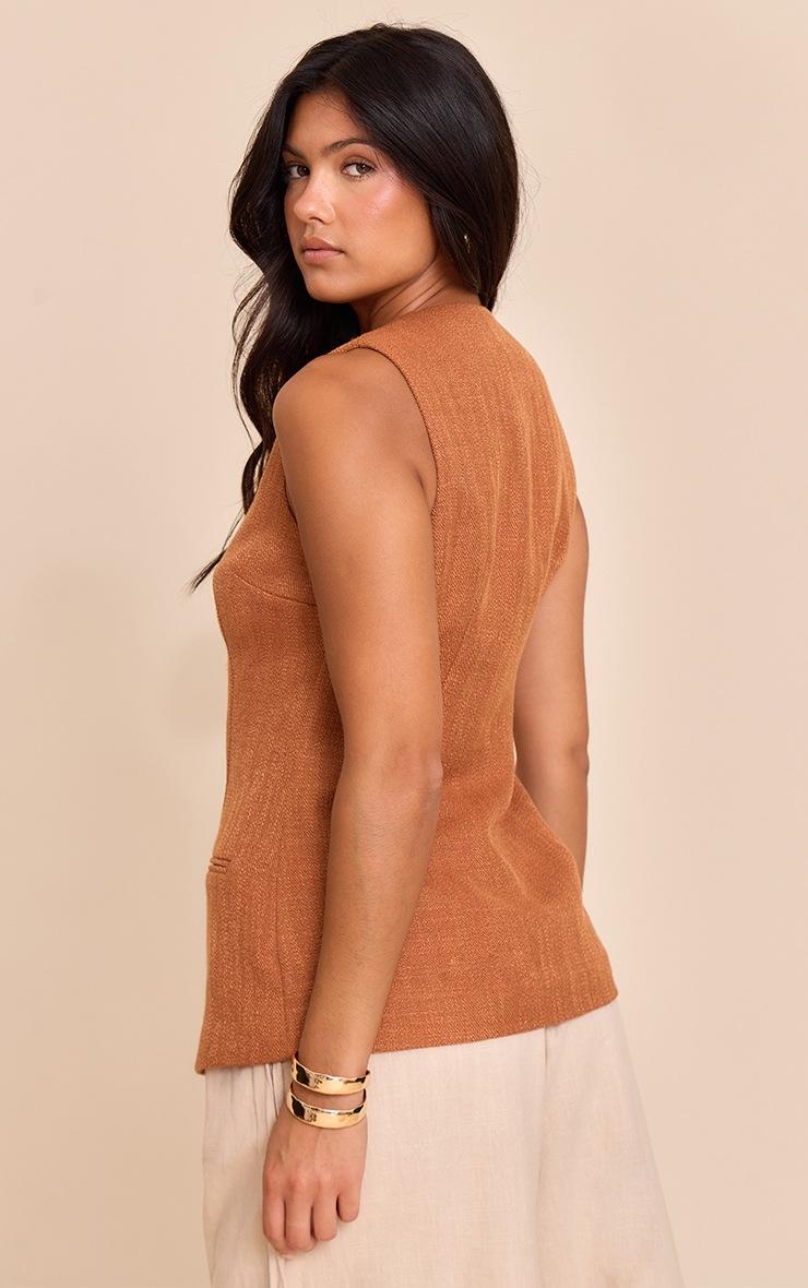 Pretty Little Thing Rust Button Up Sleeveless Vest