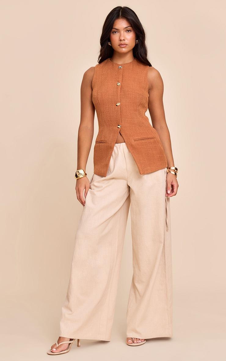 Pretty Little Thing Rust Button Up Sleeveless Vest
