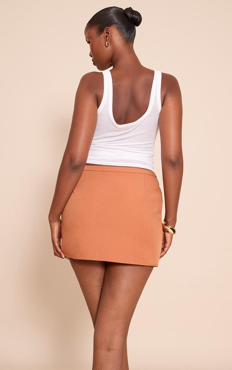Pretty Little Thing Rust Woven Belted Mini Skirt