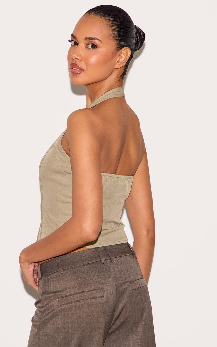 Pretty Little Thing Sage Boned Dip Hem Corset