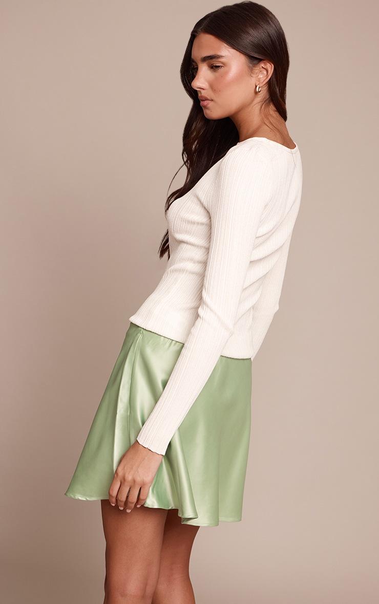 Pretty Little Thing Sage Satin Floaty Mini Skirt