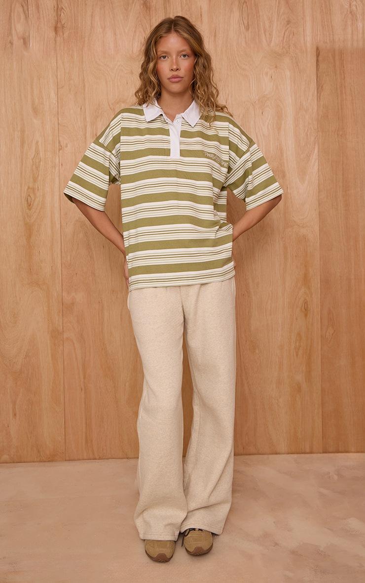 Pretty Little Thing Sage Striped Polo Tshirt