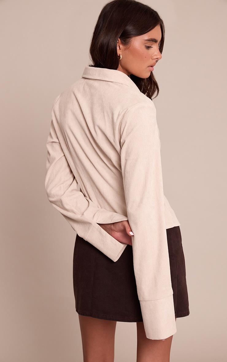 Pretty Little Thing Sand Cord Fitted Shirt