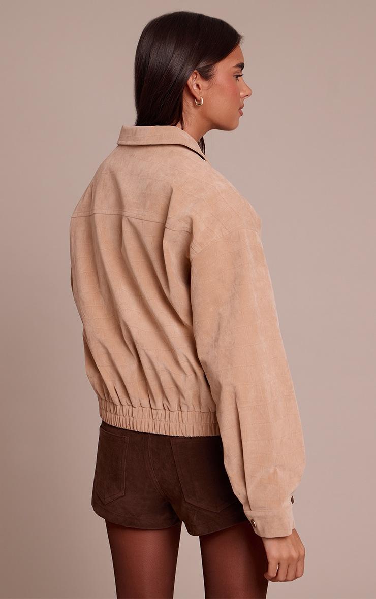 Pretty Little Thing Sand Croc Suede Bomber Jacket
