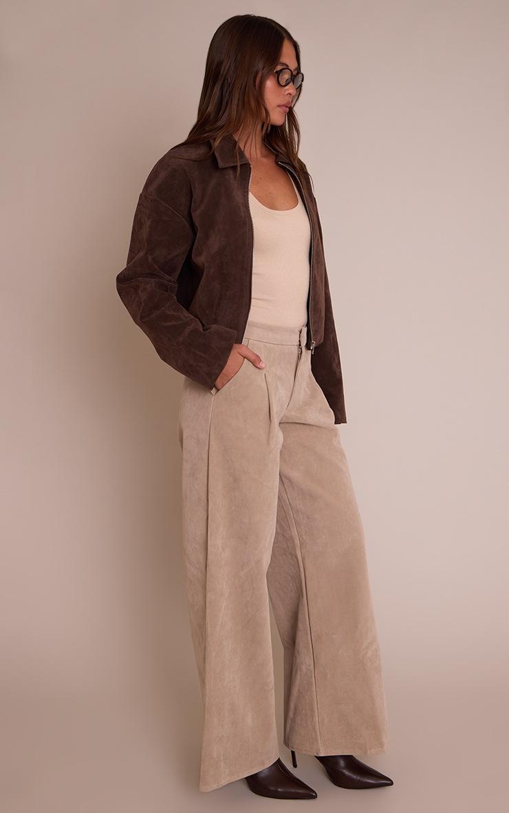 Pretty Little Thing Sand Faux Suede Wide Leg Pants