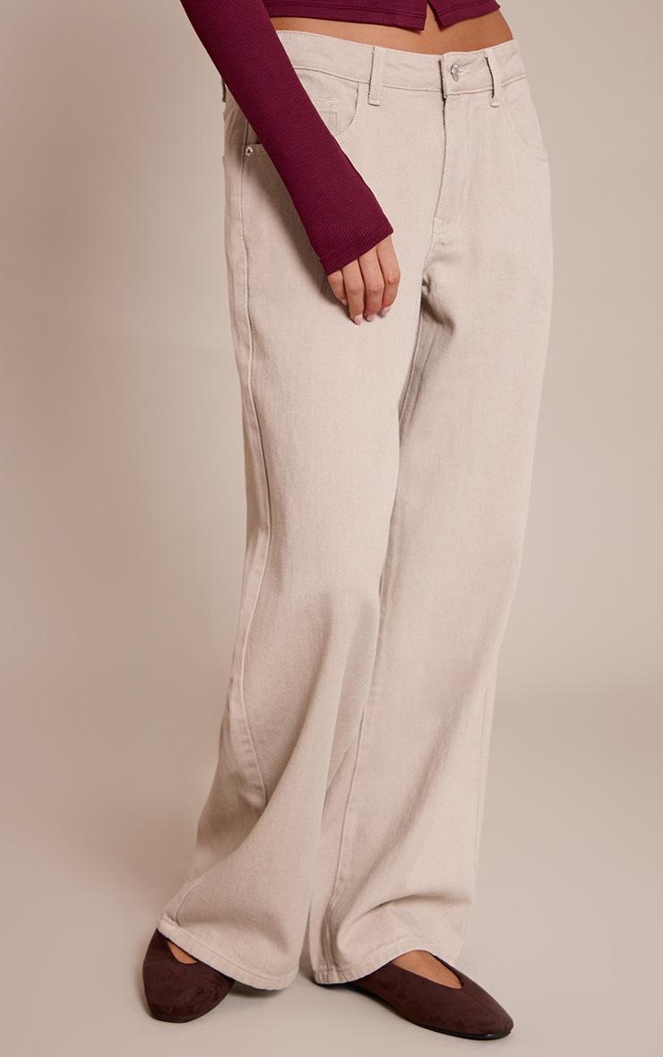 Pretty Little Thing Sand Low Rise Wide Leg Jeans