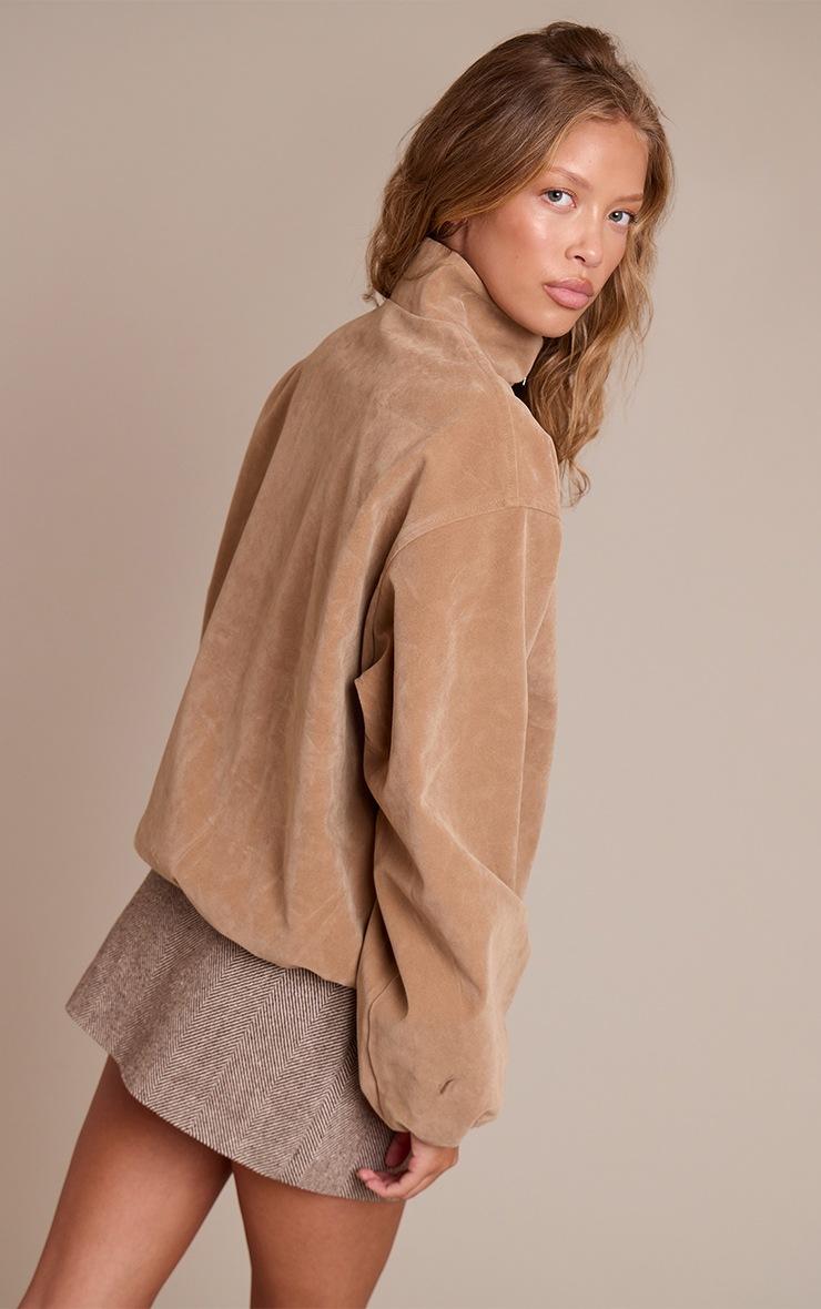 Pretty Little Thing Sand Suede Bomber Jacket