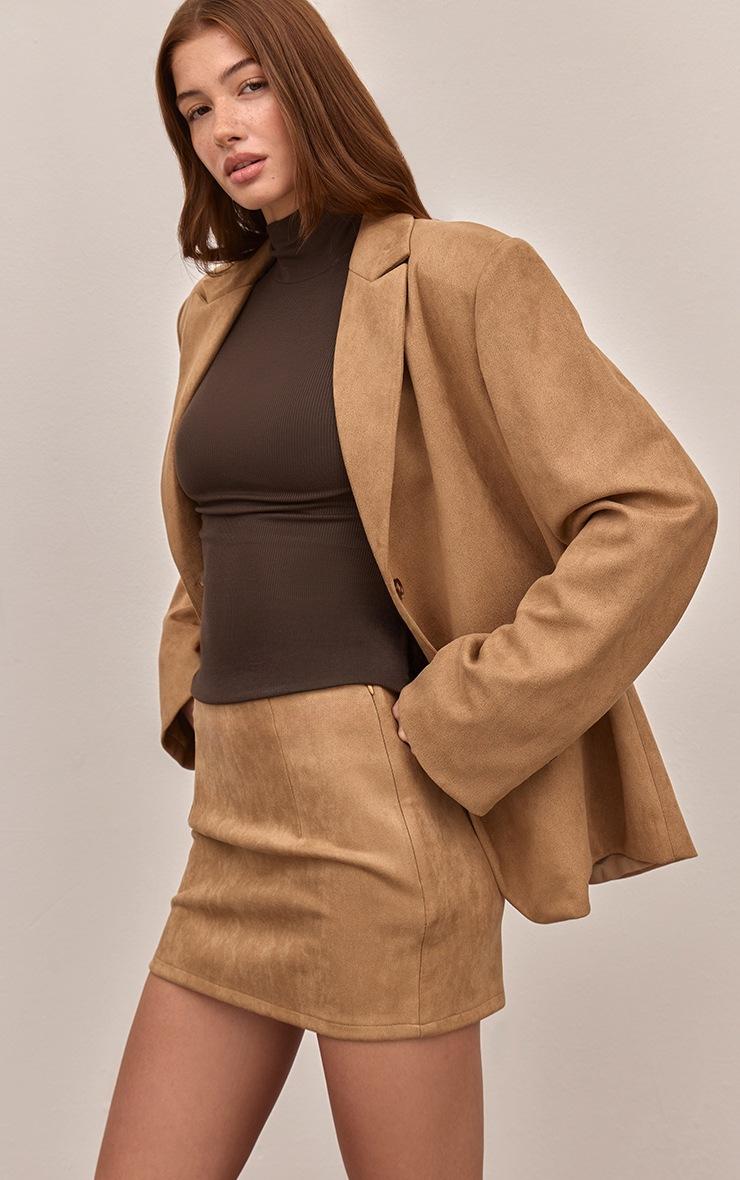 Pretty Little Thing Sand Suede Mid Rise Mini Skirt