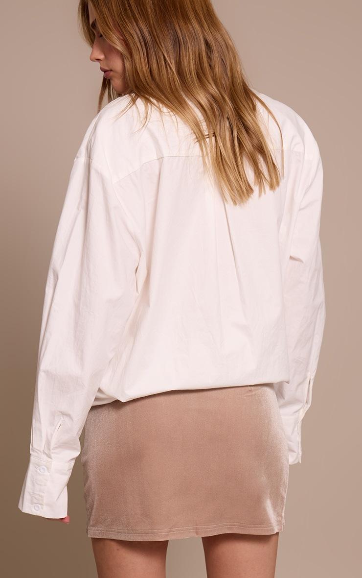 Pretty Little Thing Sand Velvet Dip Hem Mini Skirt