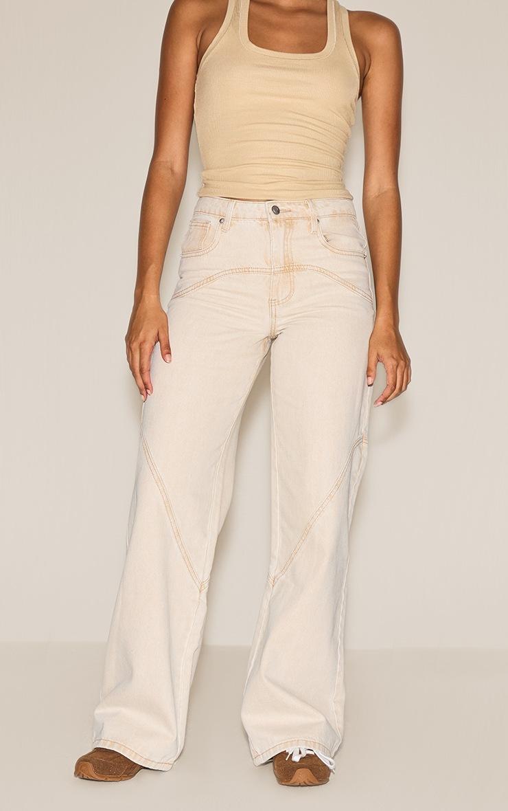 Pretty Little Thing Sand Western Seam Detail Jeans