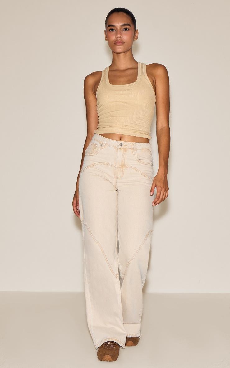 Pretty Little Thing Sand Western Seam Detail Jeans