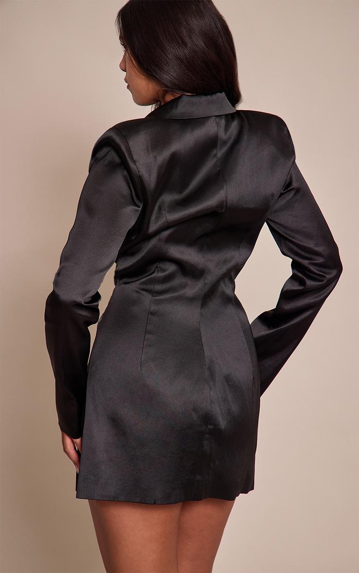 Pretty Little Thing Shape Black Satin Blazer Dress
