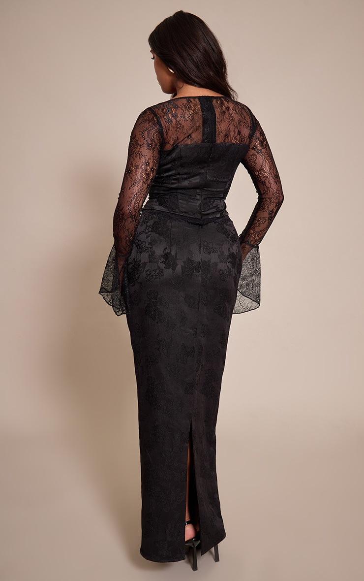 Pretty Little Thing Shape Black Satin Maxi Skirt