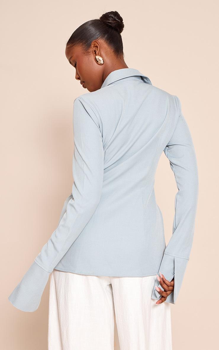 Pretty Little Thing Sky Blue Woven Fitted Shirt