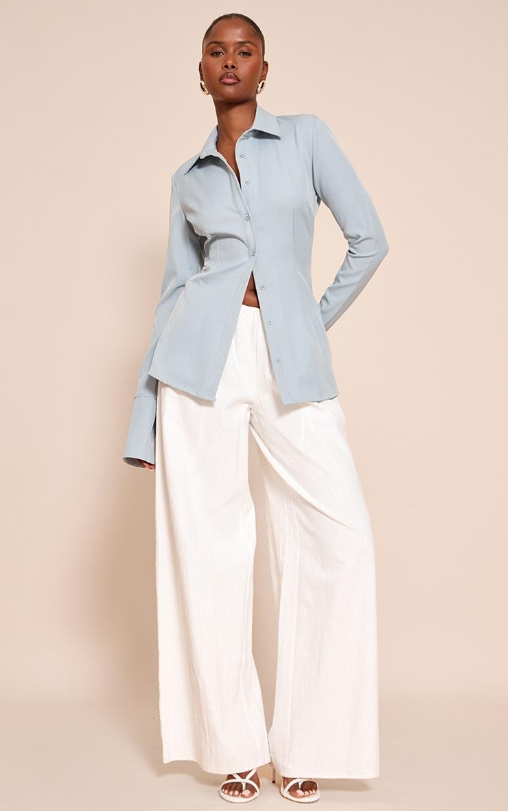 Pretty Little Thing Sky Blue Woven Fitted Shirt