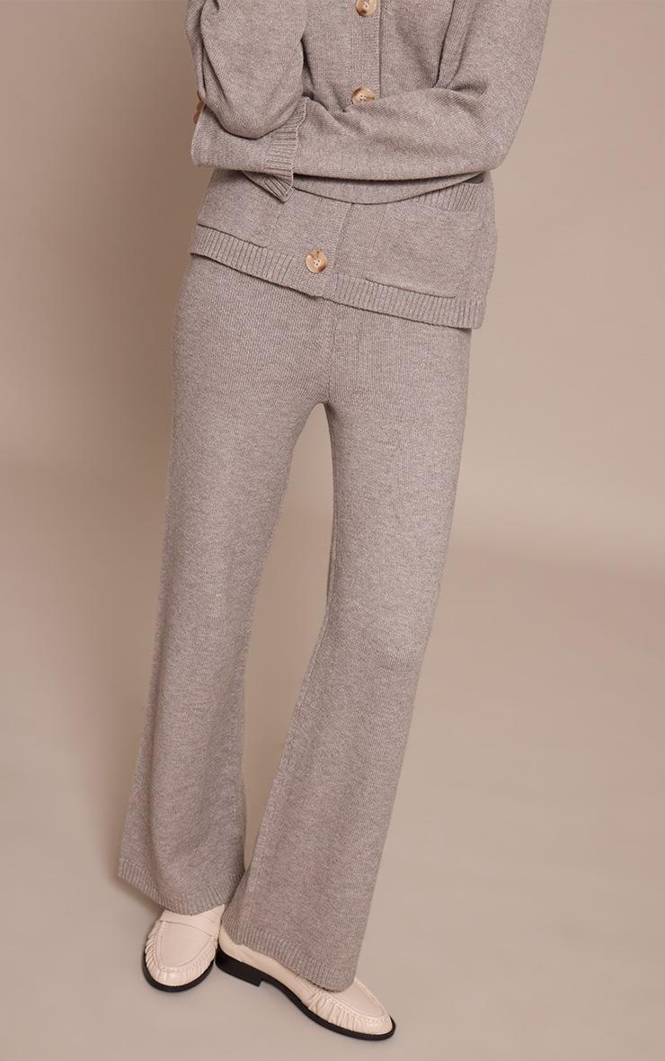 Pretty Little Thing Soft Grey Wide Leg Knit Pant