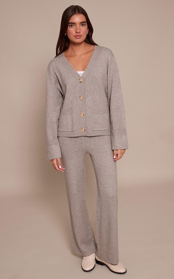 Pretty Little Thing Soft Grey Wide leg Knit Pant